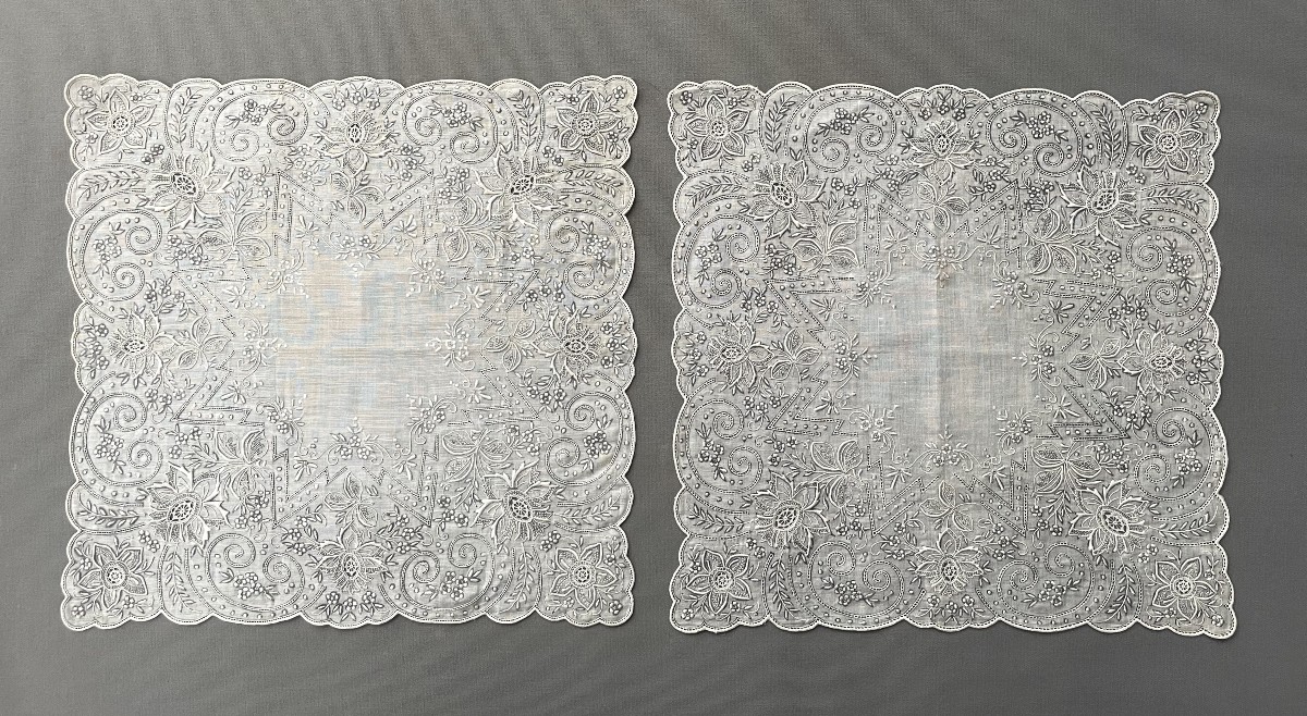 Two Embroidered Handkerchiefs
