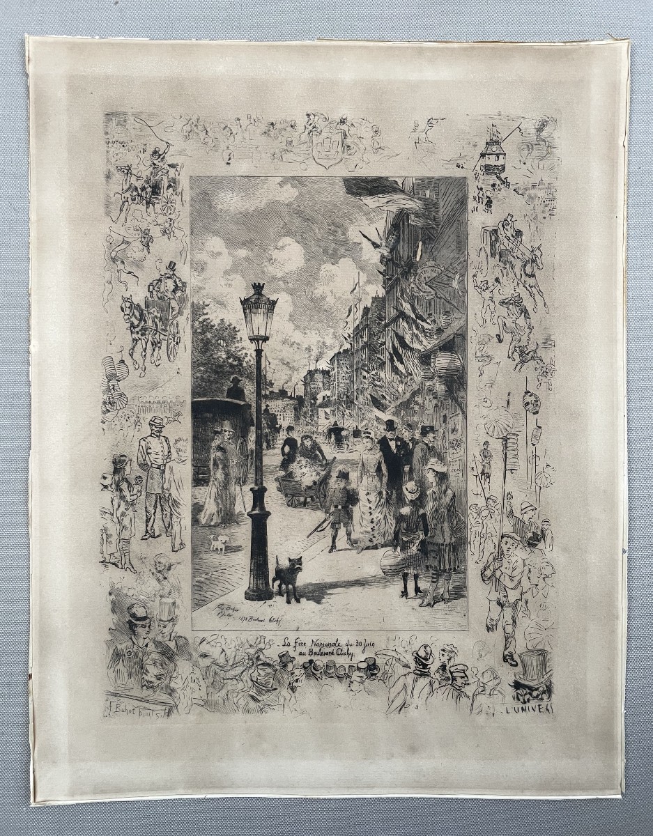 Félix Buhot, La Fête Nationale du 30 juin au Boulevard Clichy