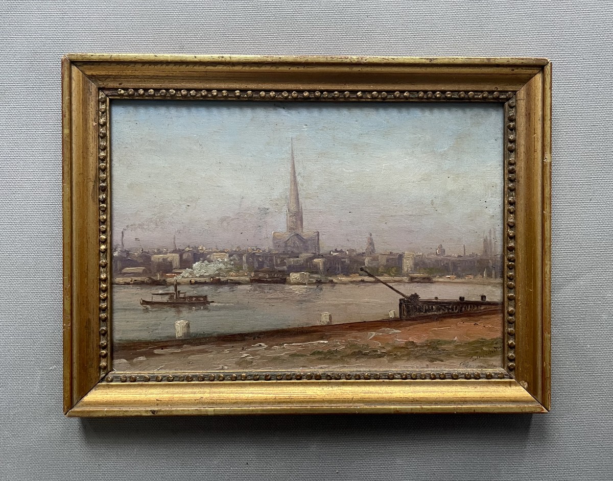 Port City, Antwerp? Oil On Panel