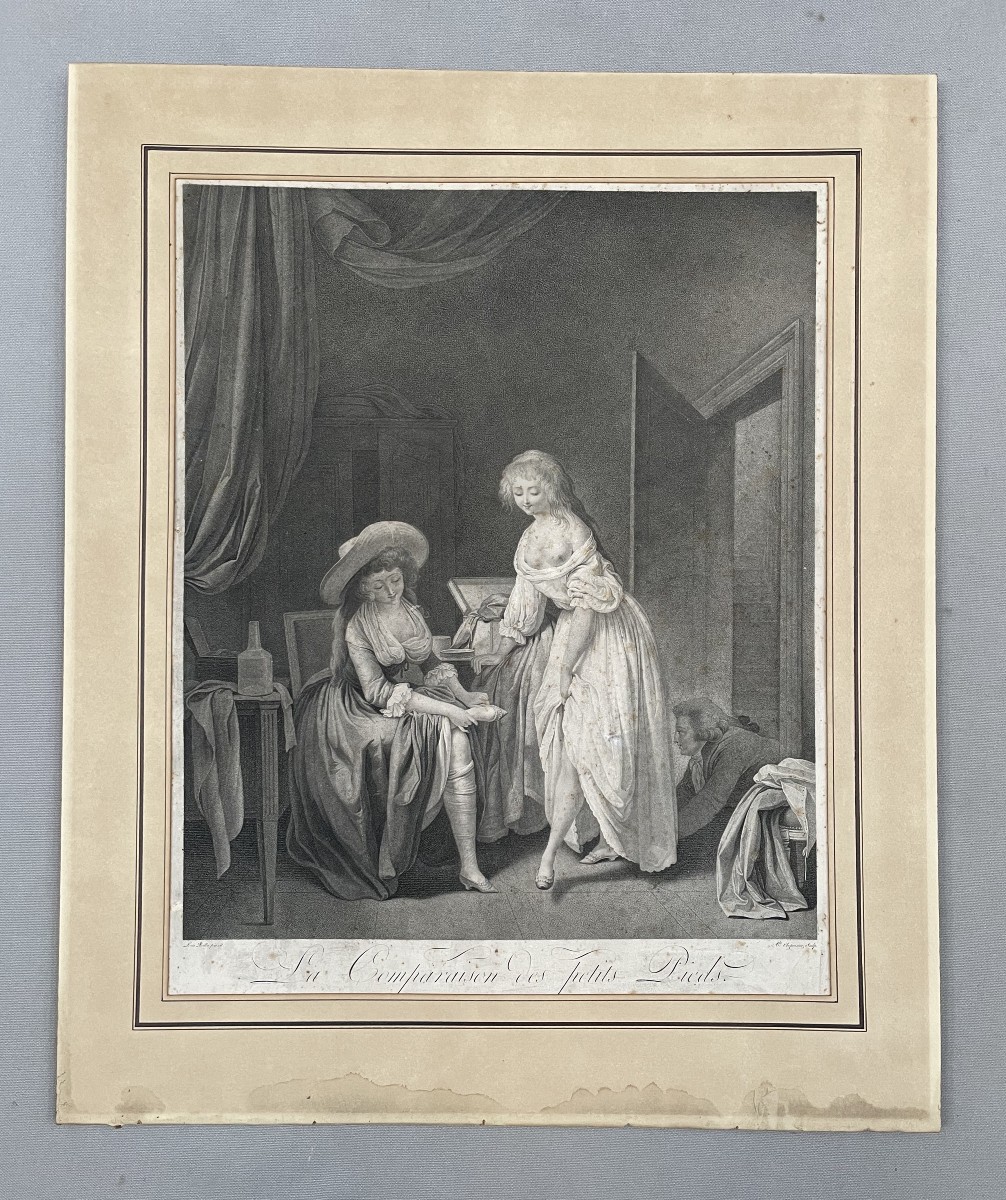 La comparaison des petits pieds, gravure d'après Boilly