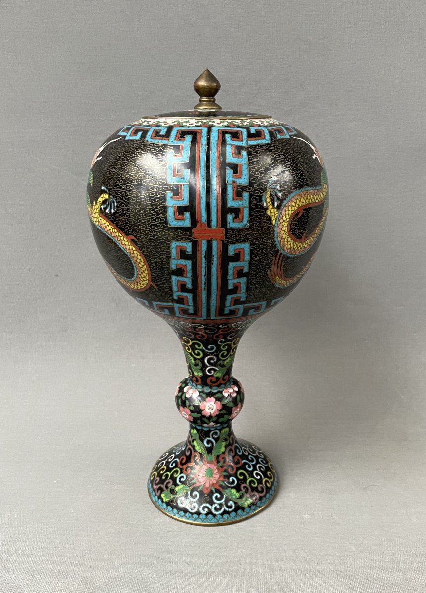 Cloisonné Covered Jar, China, Early 20th Century-photo-2
