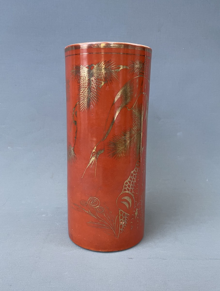 Vase chinois à décor de héron