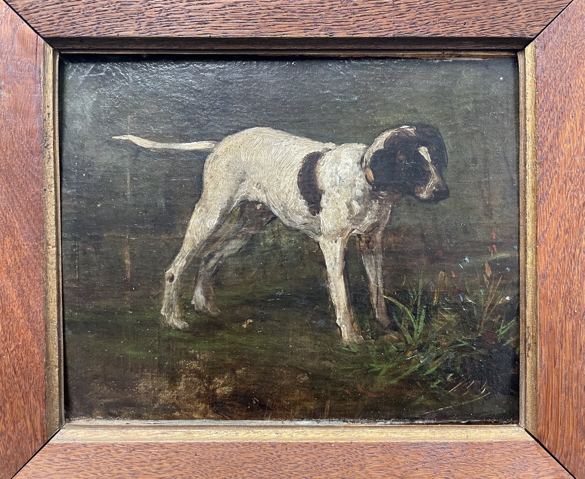 Hunting Dog, Oil On Canvas, Monogram To Be Identified-photo-2