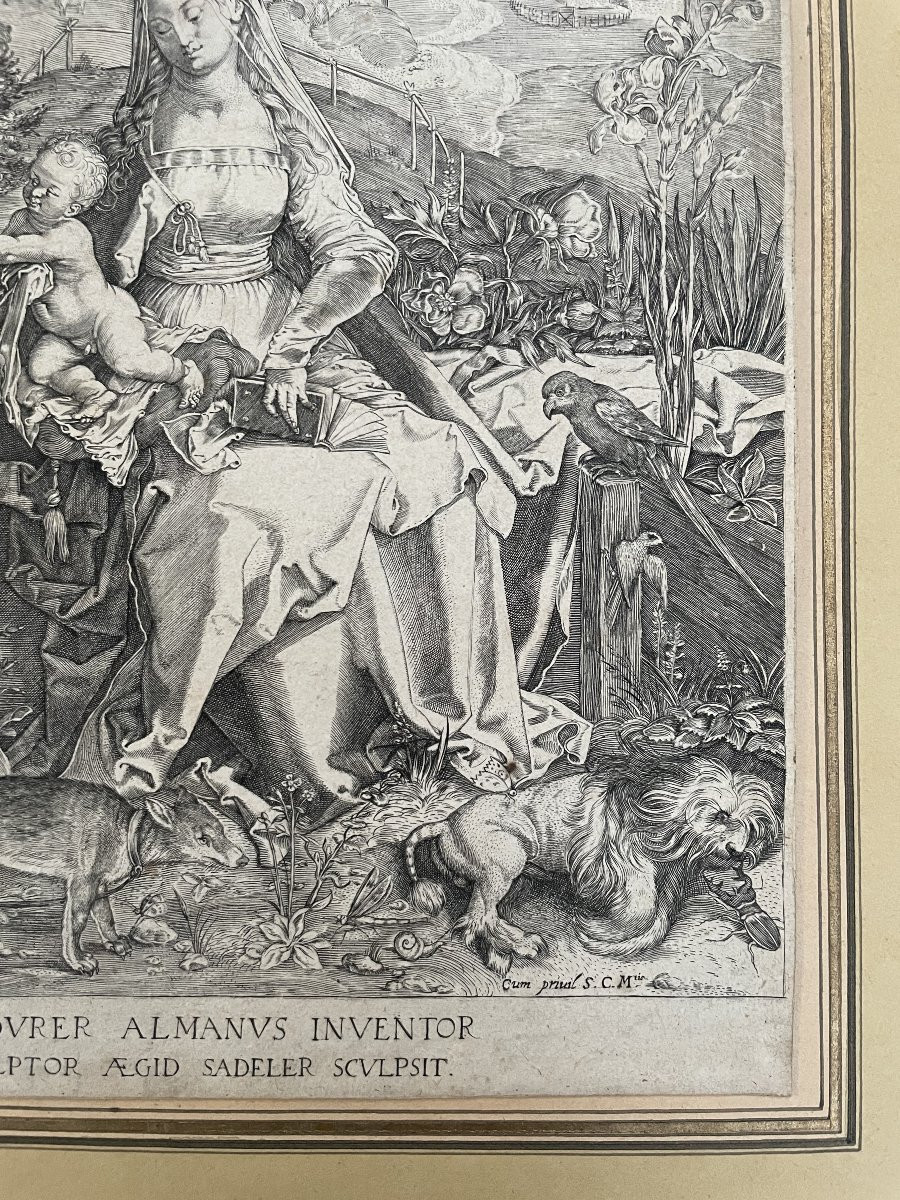 Virgin And Child In A Landscape, Engraving After Sadeler And Dürer-photo-1