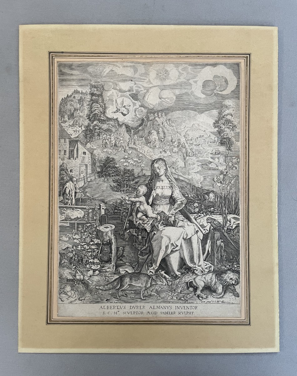 Virgin And Child In A Landscape, Engraving After Sadeler And Dürer