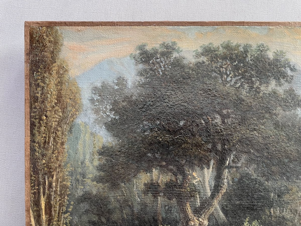 Bucherons au repos, huile sur toile signée et datée 1855-photo-2