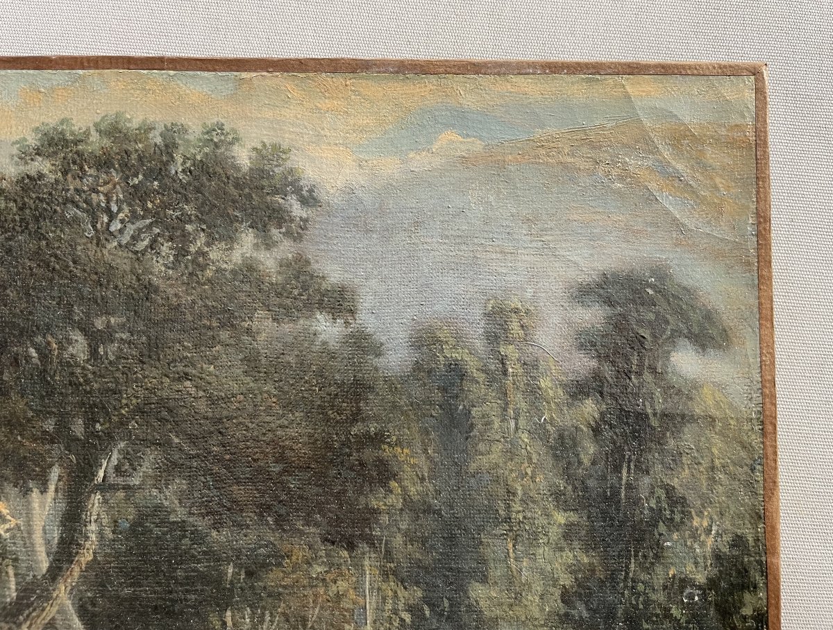 Bucherons au repos, huile sur toile signée et datée 1855-photo-3