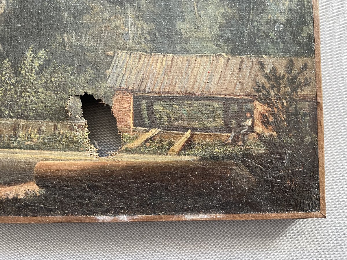 Bucherons au repos, huile sur toile signée et datée 1855-photo-4