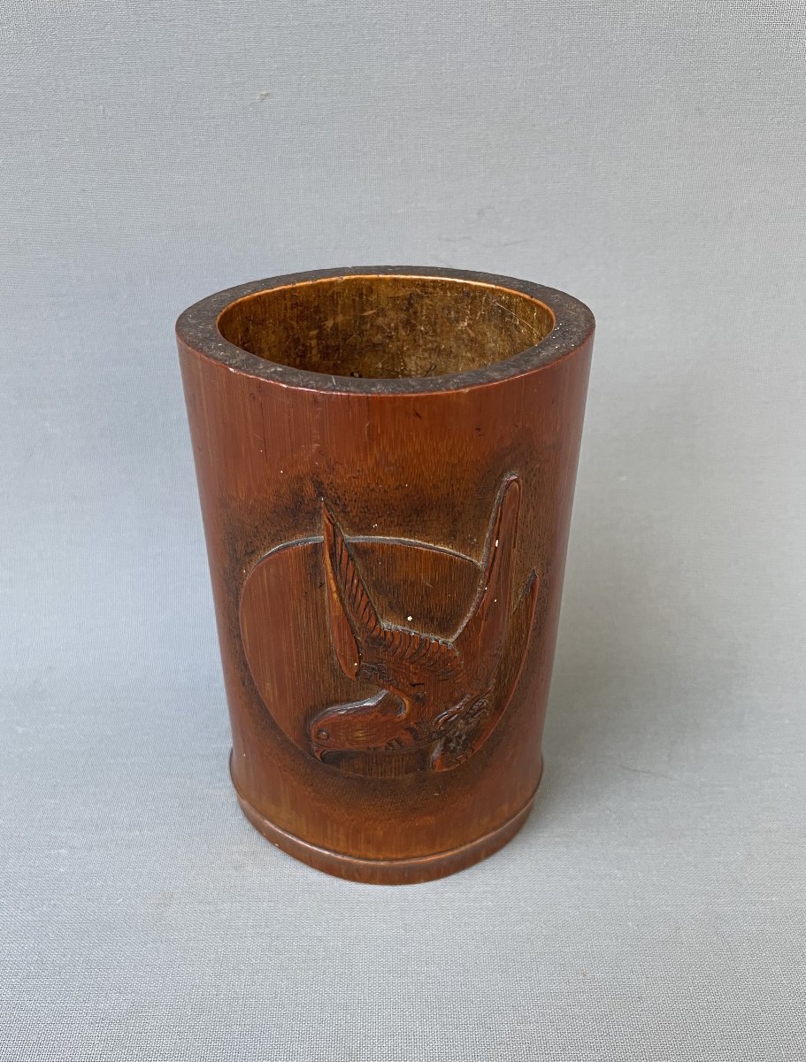 Bamboo Pot Decorated With Birds And Insects, China, Late 19th Century-photo-1