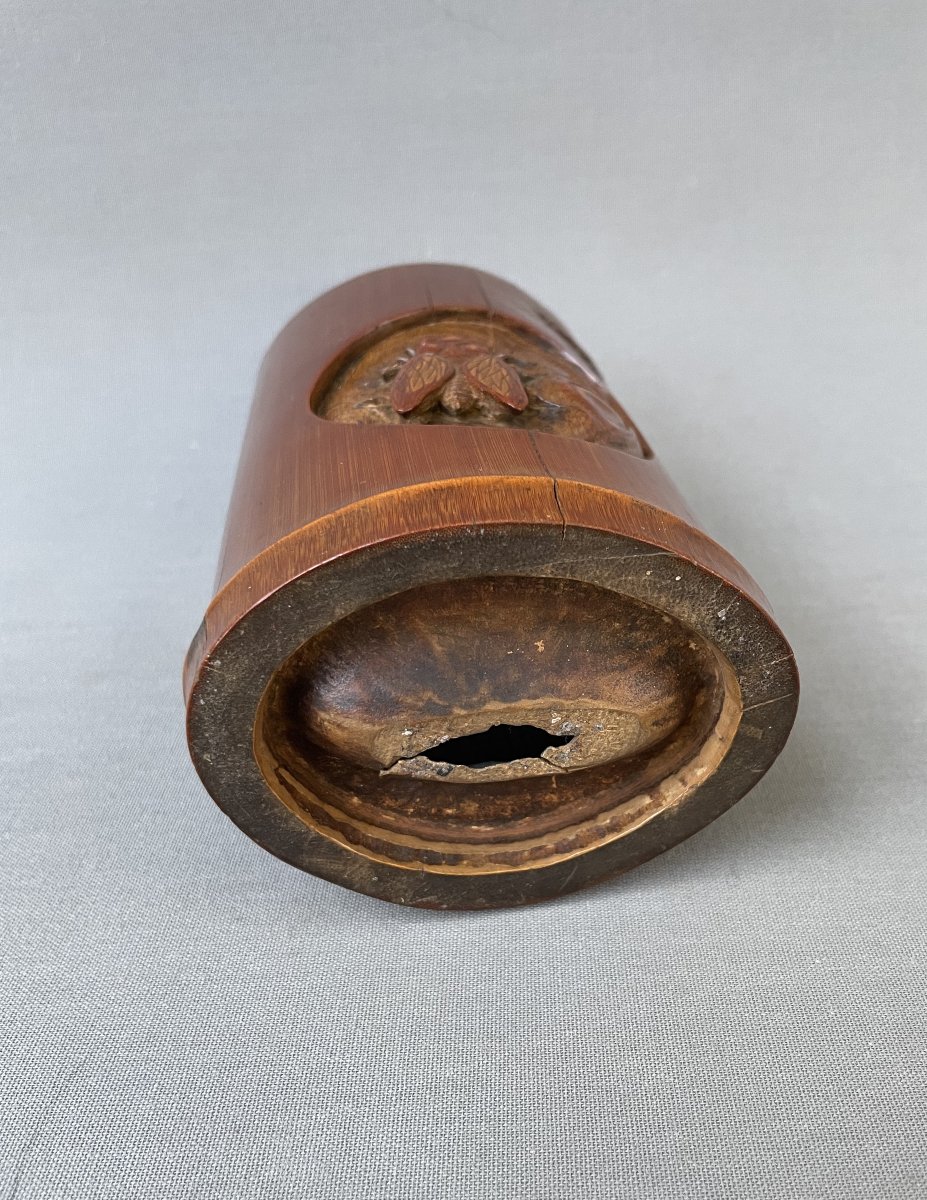 Bamboo Pot Decorated With Birds And Insects, China, Late 19th Century-photo-2