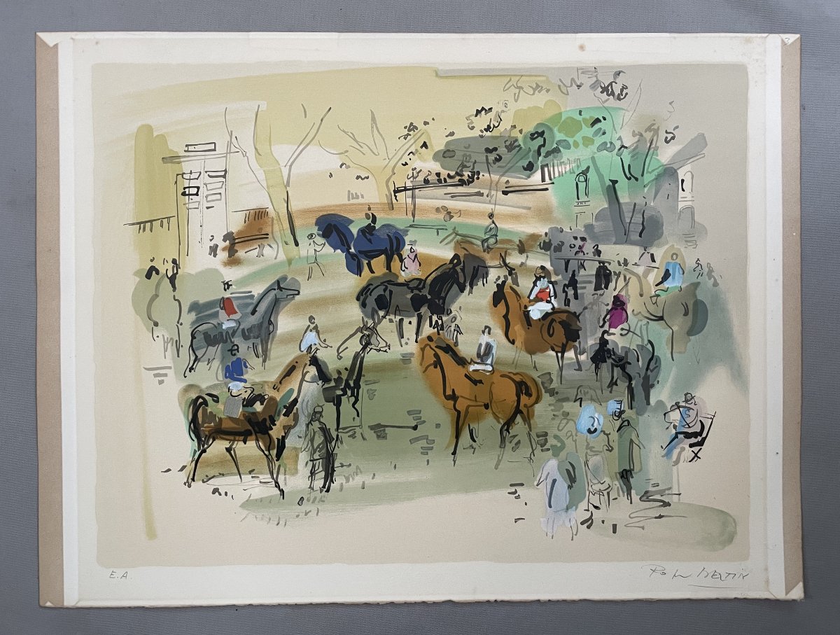 Horsemen, Lithograph, Signature To Be Identified-photo-2
