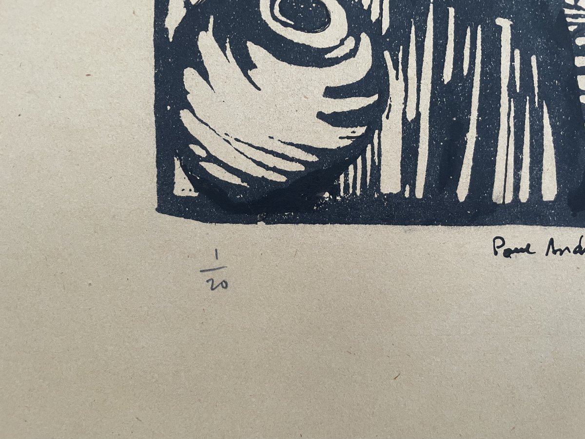 The Pitcher Carrier, Engraved Wood, Signed Paul André Coste-photo-3