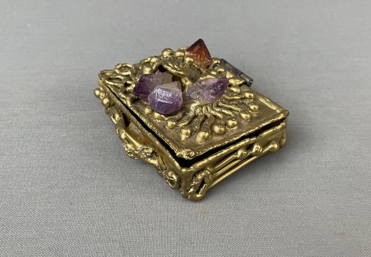 Petit coffret en laiton et cristaux-photo-2