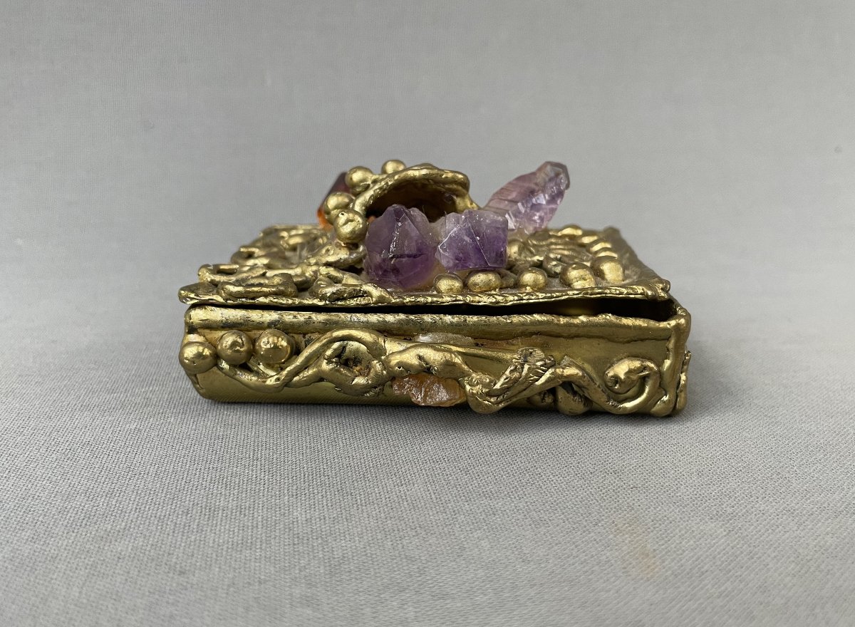 Petit coffret en laiton et cristaux-photo-3