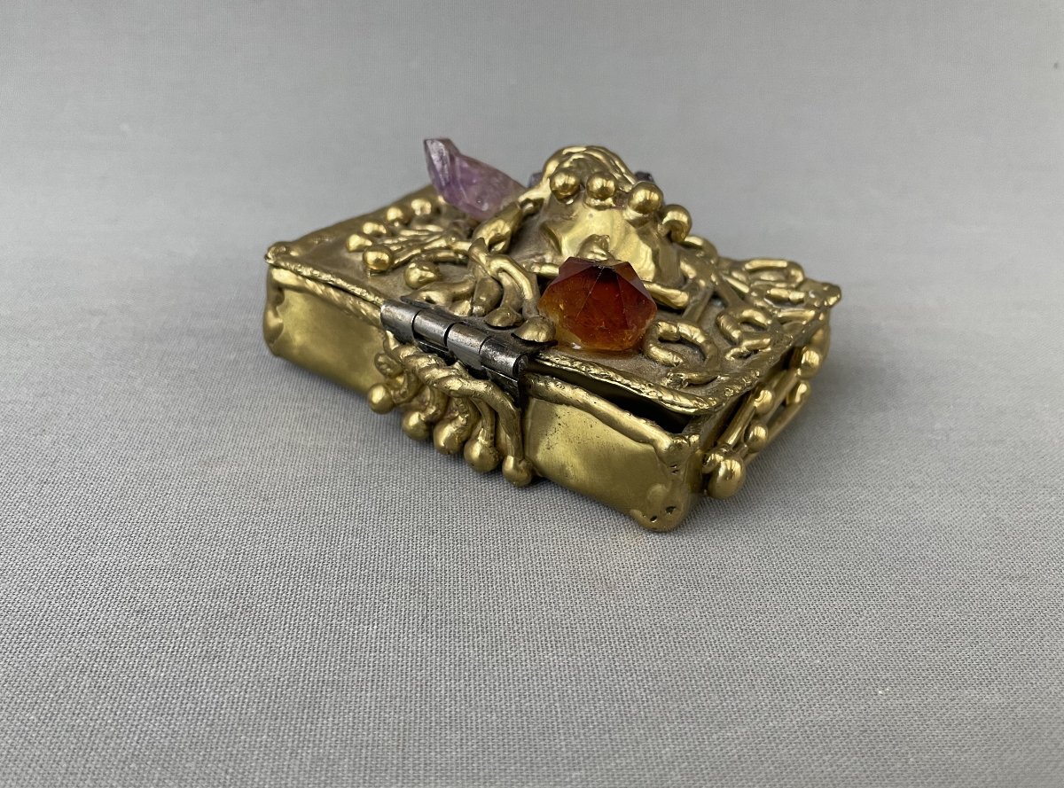 Petit coffret en laiton et cristaux-photo-2