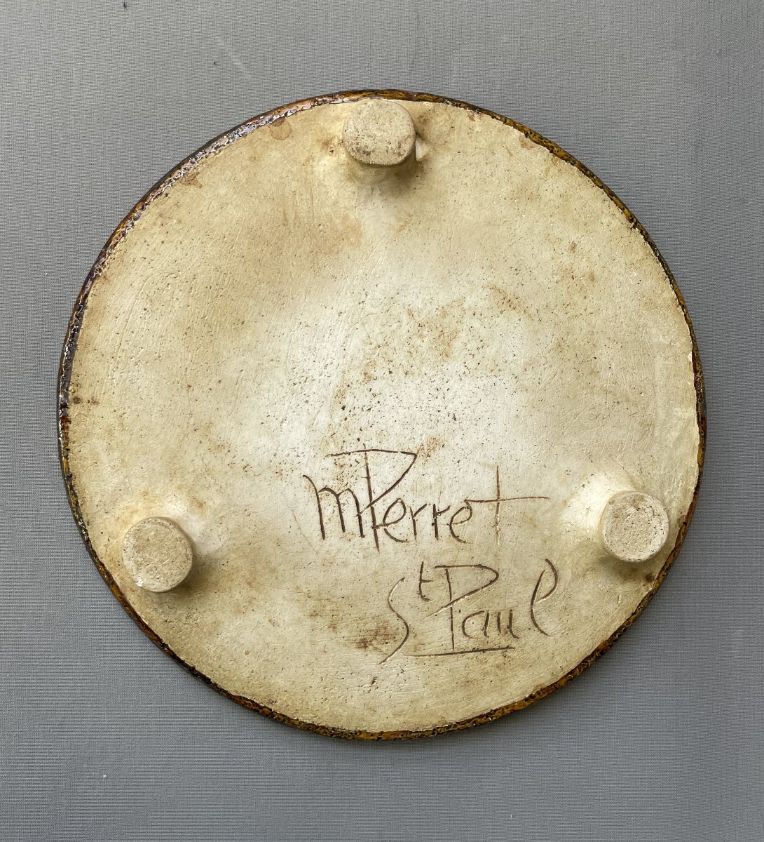 Mr. Perret In St. Paul, Ceramic Trivet Decorated With Owls-photo-3