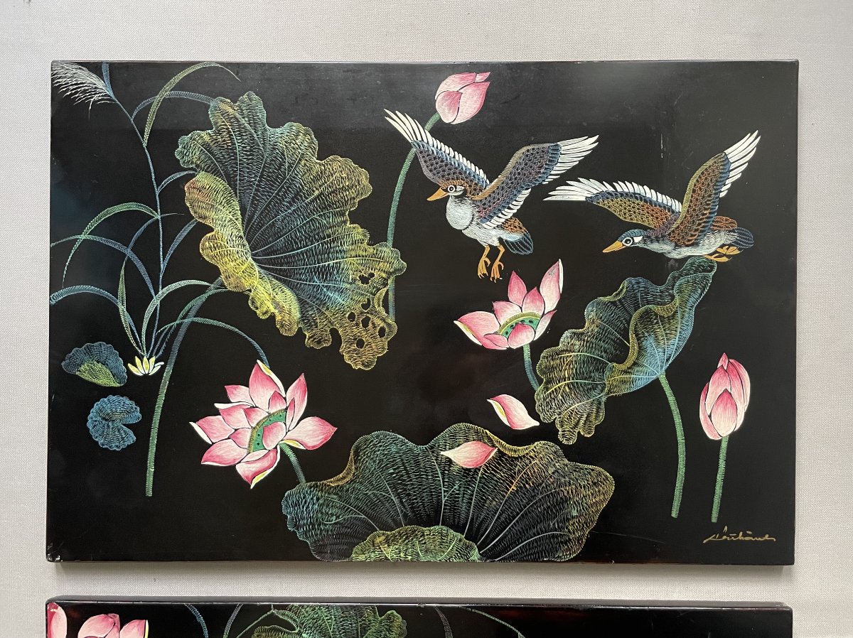 Paire de panneaux de laque, Indochine-photo-2