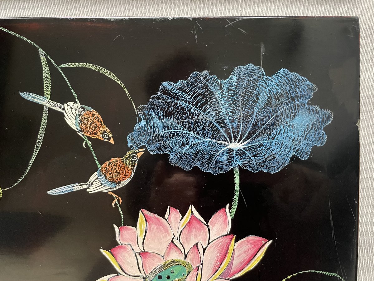 Paire de panneaux de laque, Indochine-photo-3