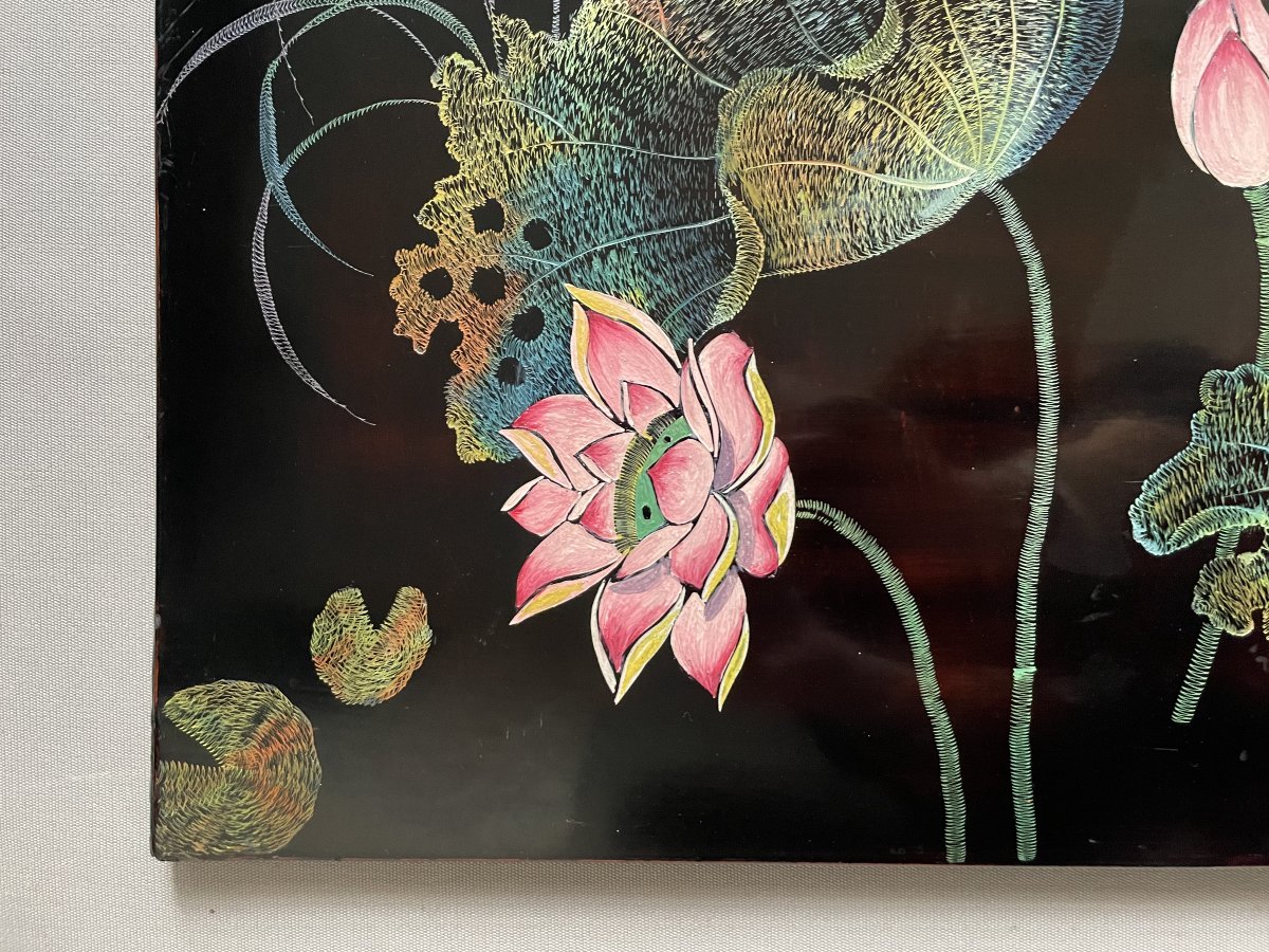 Paire de panneaux de laque, Indochine-photo-5