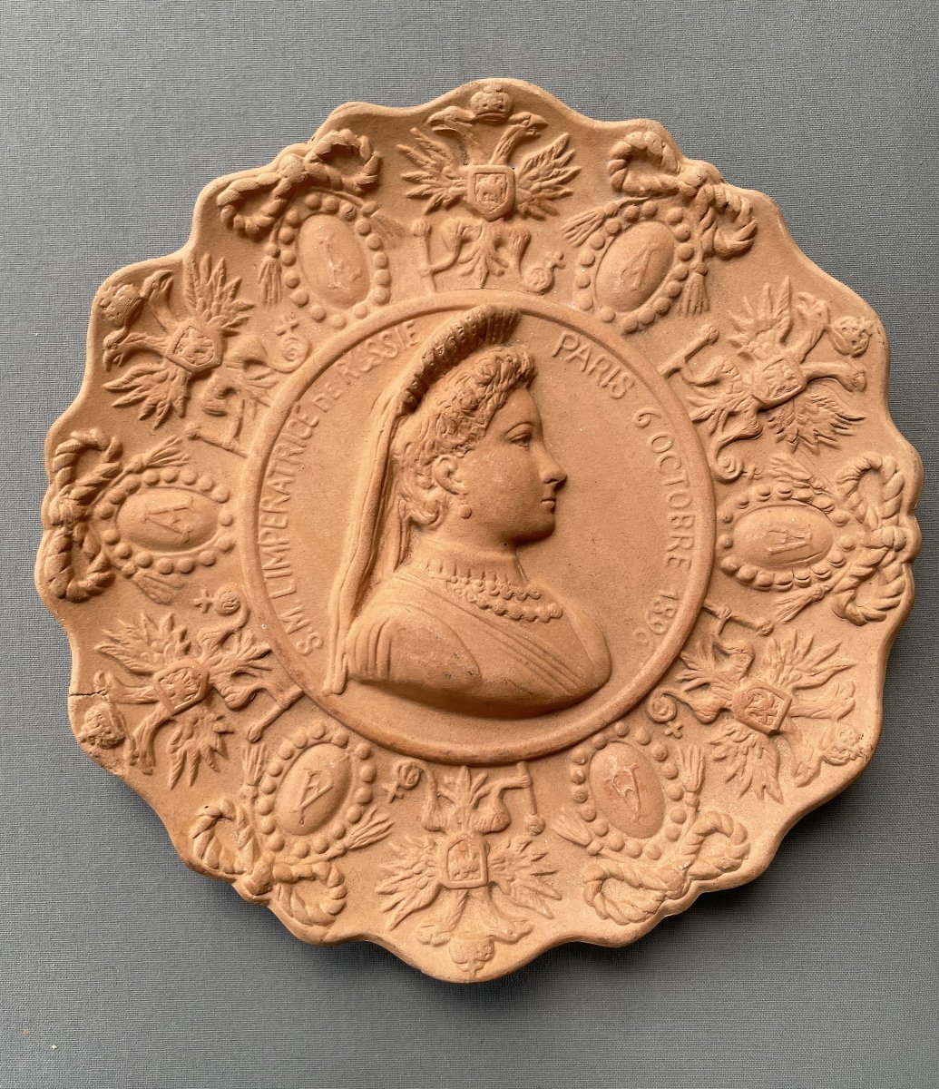 Assiettes commémoratives en terre cuite à l'éffigie de Nicolas II-photo-2