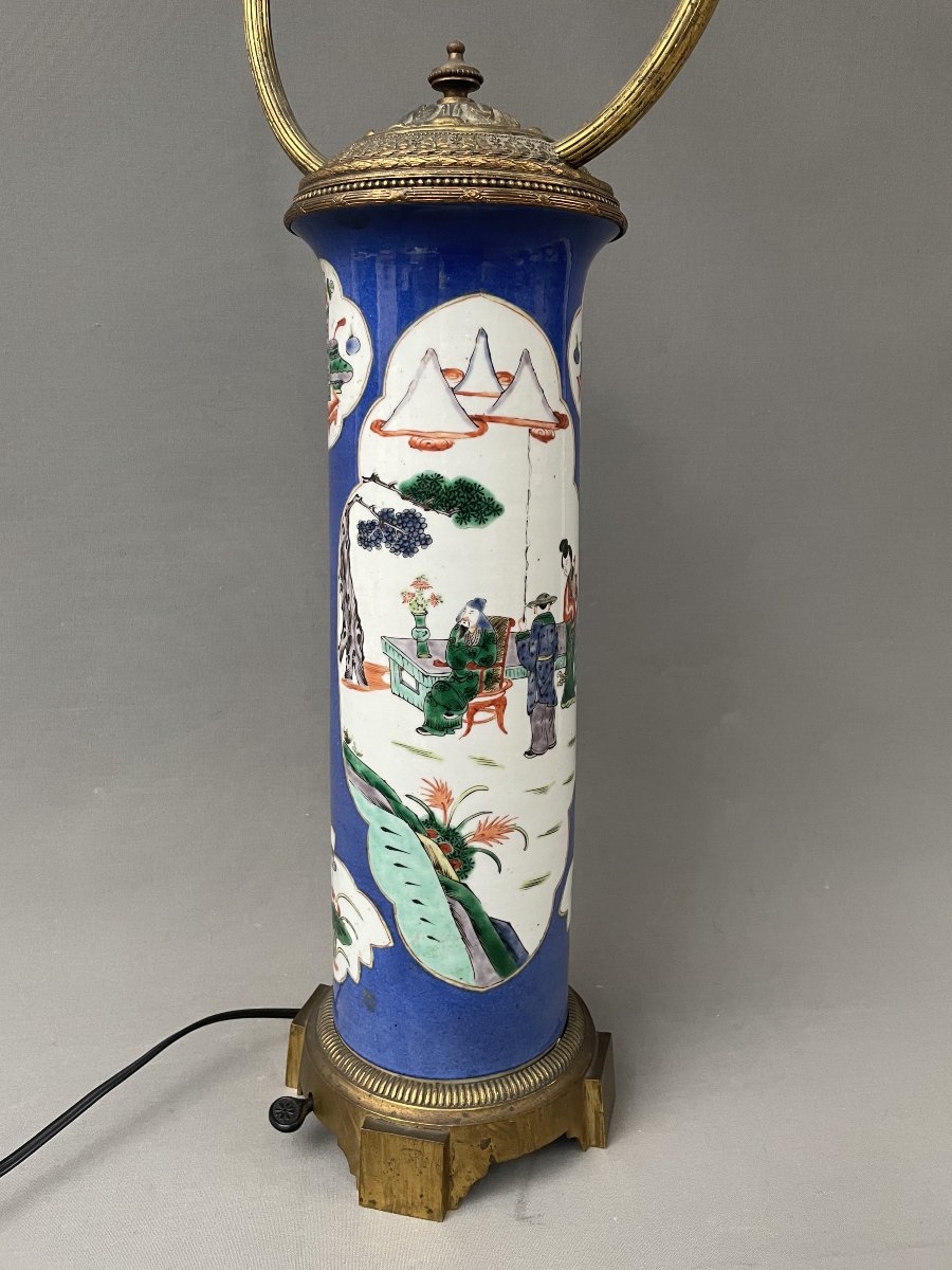 China, Green Family, Lamp-mounted Vase-photo-2
