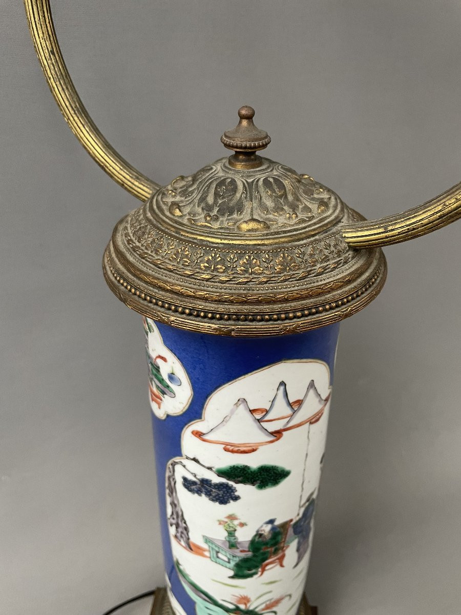 China, Green Family, Lamp-mounted Vase-photo-3