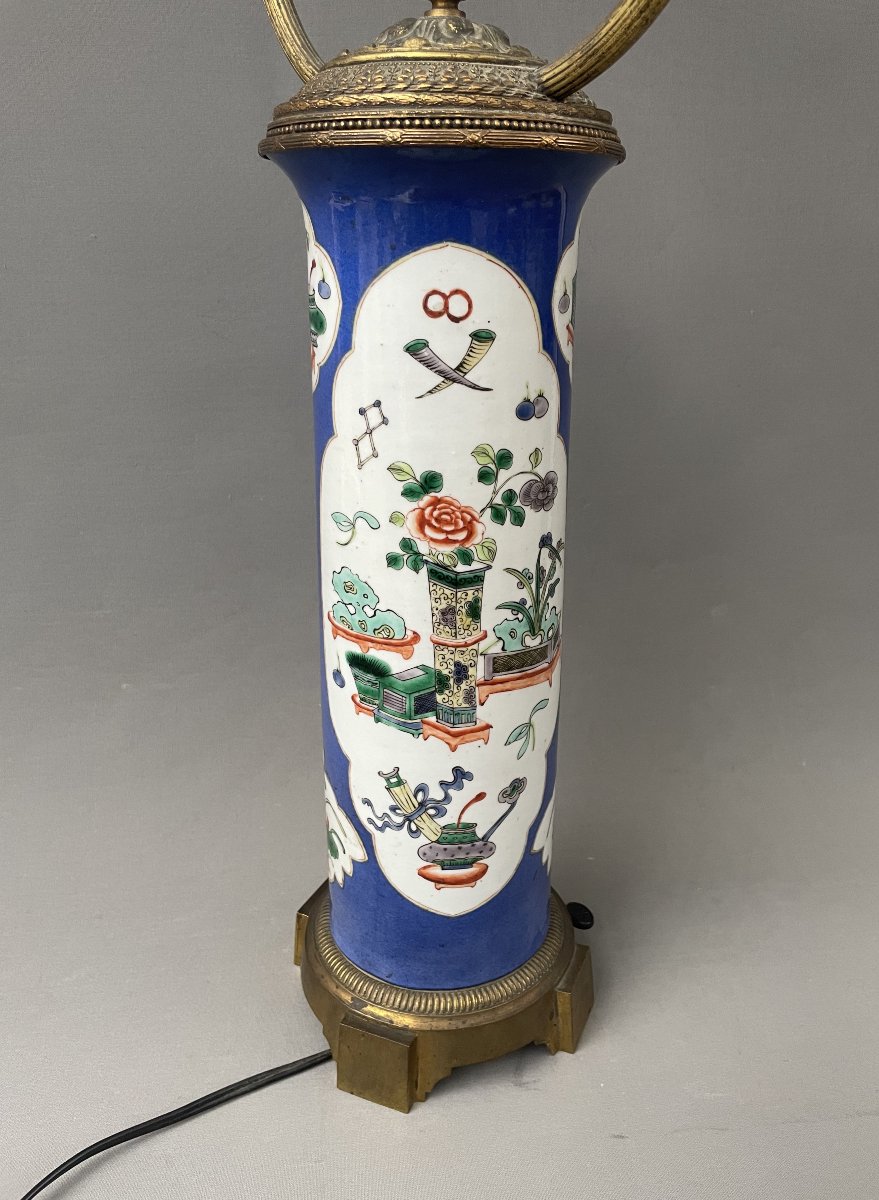 China, Green Family, Lamp-mounted Vase-photo-5