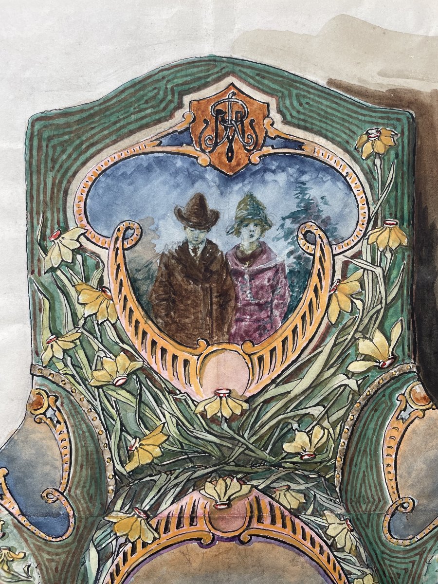 Projet de tapisserie Art Nouveau, aquarelle-photo-2