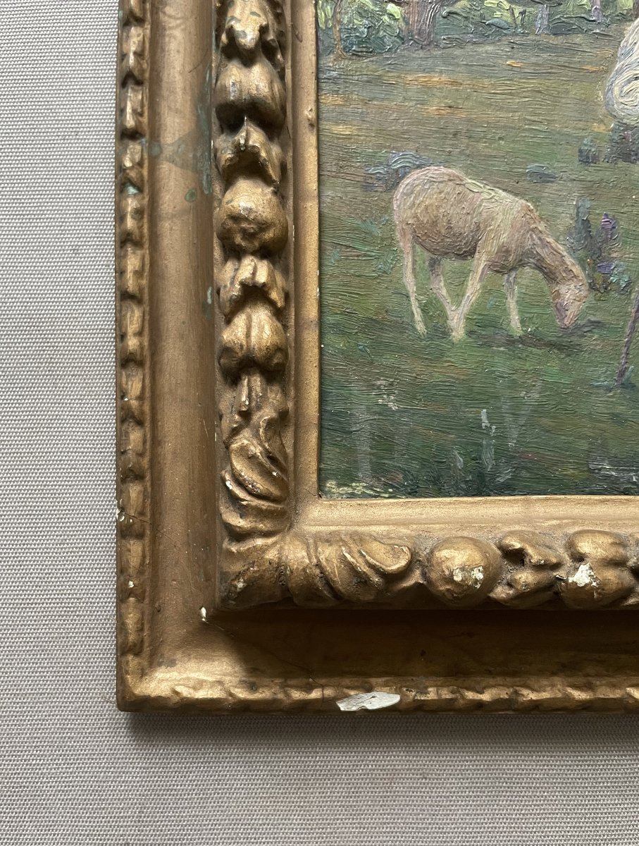 Jeune berger, huile sur carton, début XXe-photo-4