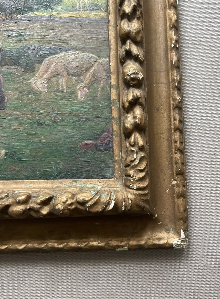 Jeune berger, huile sur carton, début XXe-photo-1