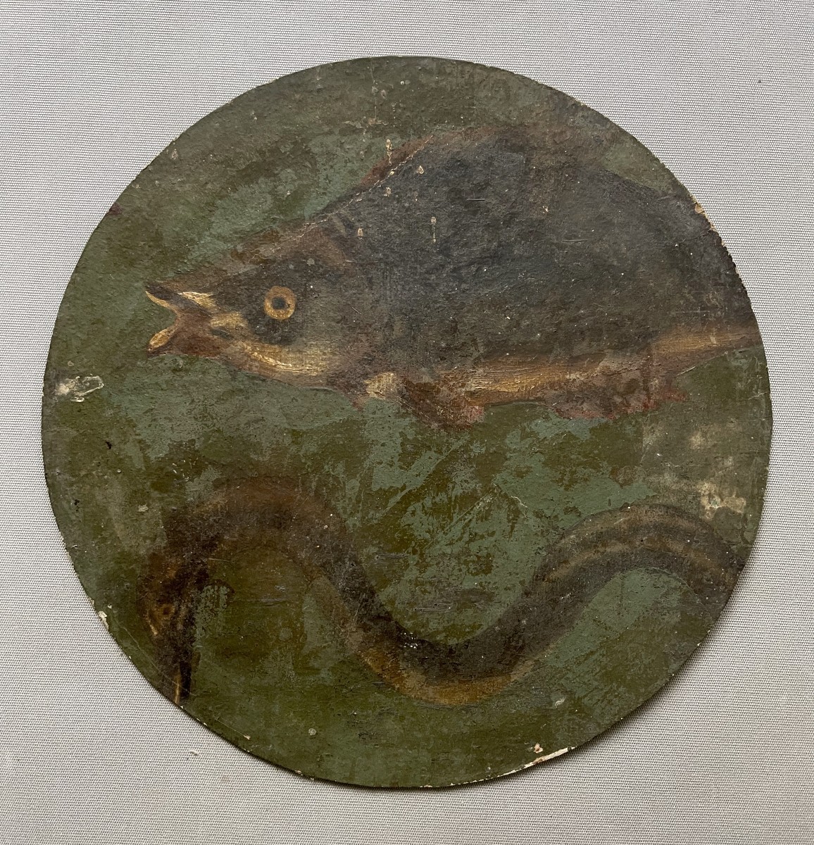 Poissons, huile sur carton, début XXe