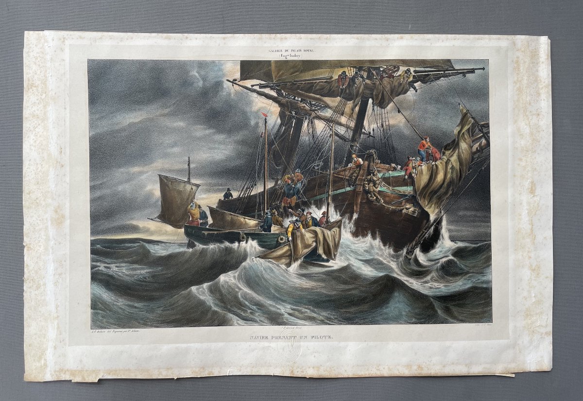 Ship Taking Pilot, Lithograph After Eugène Isabey-photo-2