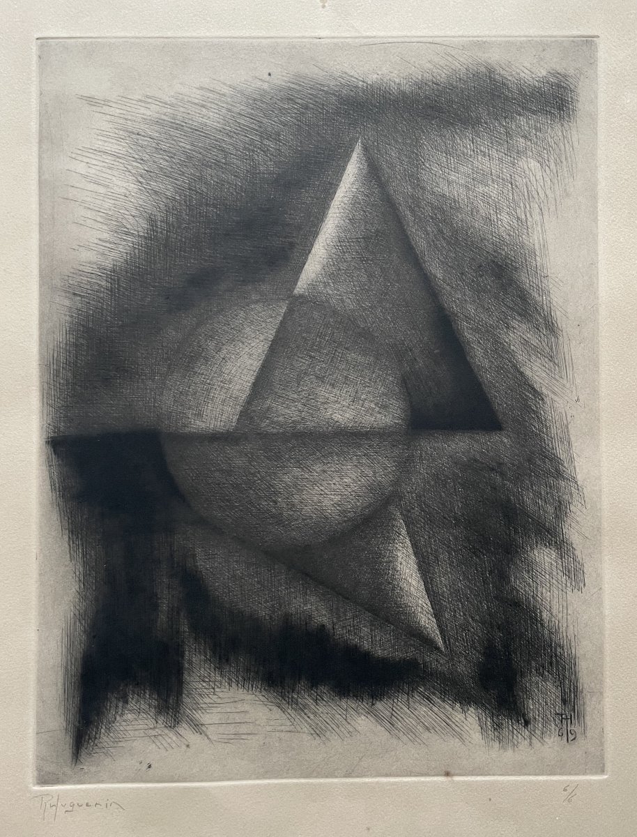 Abstraction, Engraving, Signature To Be Identified-photo-2