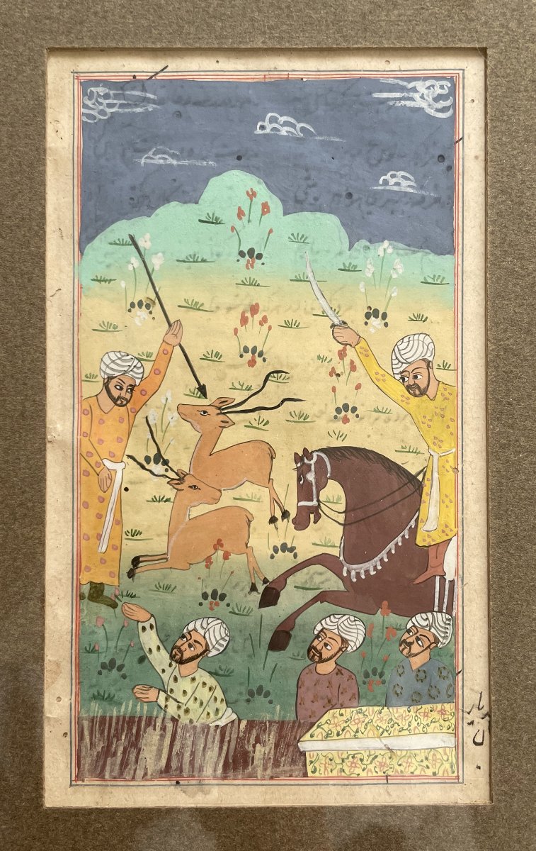 Scène de chasse, miniature indienne-photo-2
