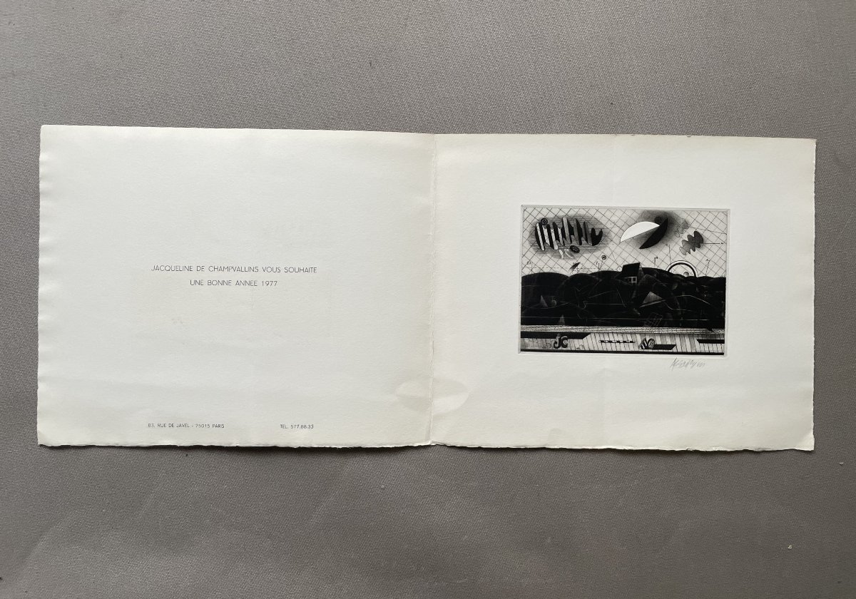 Engraving Signed Assadour - Greeting Card 1977-photo-2