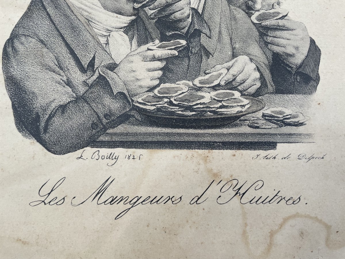 Les Mangeurs d'Huitres & La Dégustation, Pair Of Lithographs After Boilly-photo-3