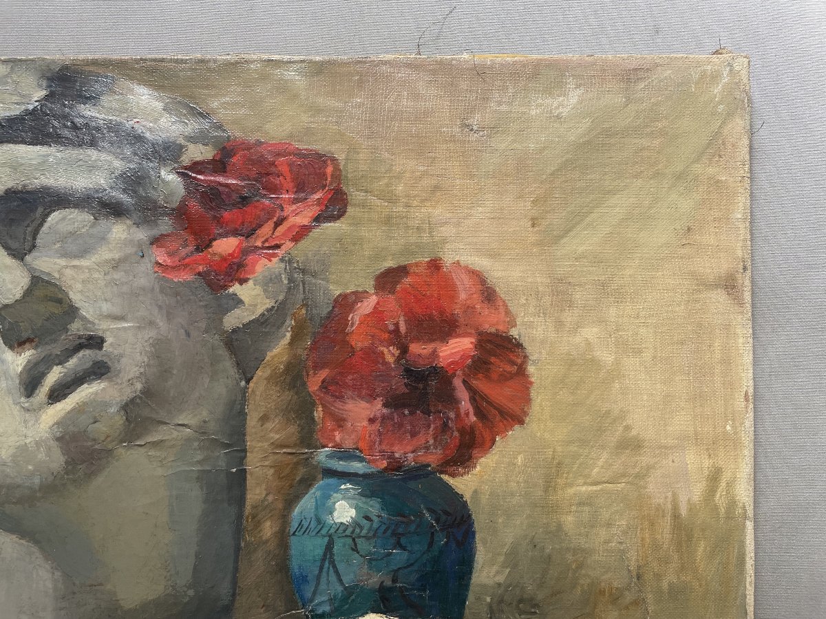 Nature morte, huile sur toile-photo-3