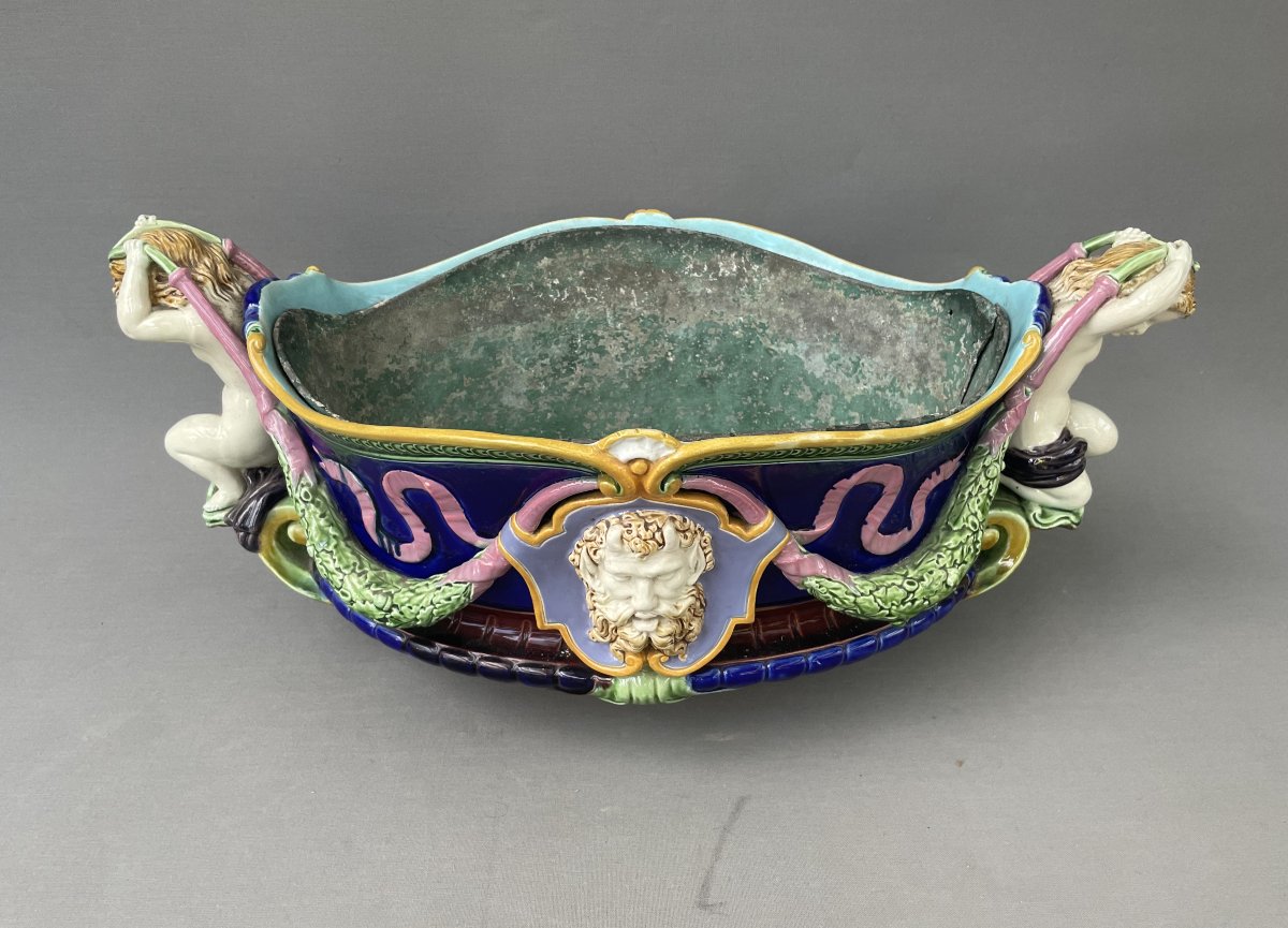 Minton? Large Majolica Planter, Late 19th Century-photo-2