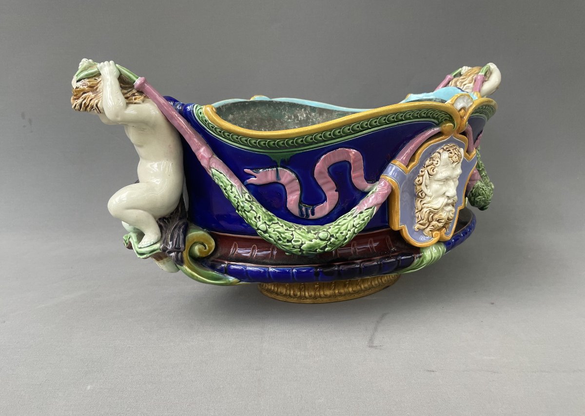 Minton? Large Majolica Planter, Late 19th Century-photo-3
