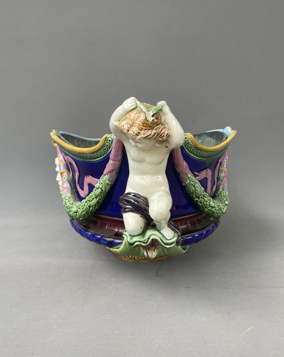 Minton? Large Majolica Planter, Late 19th Century-photo-4
