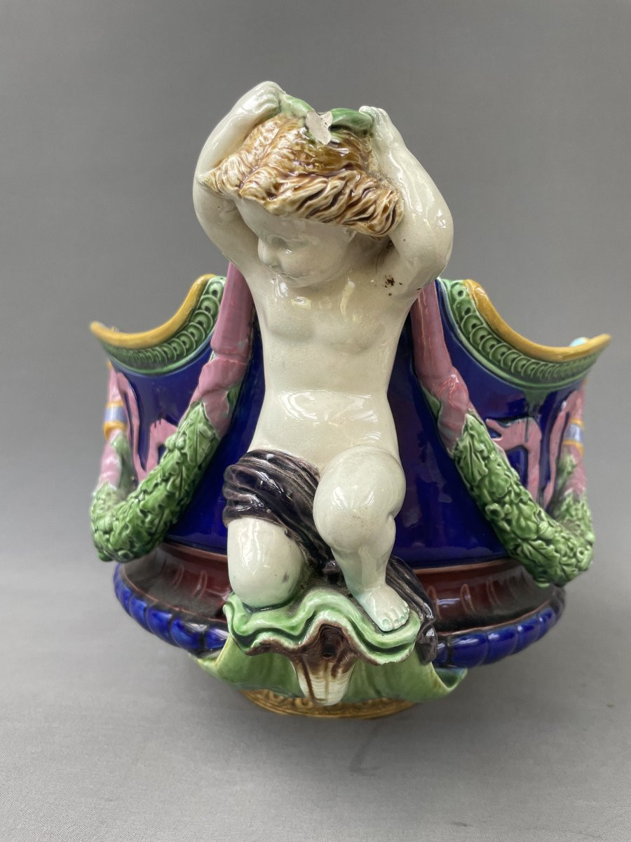 Minton? Large Majolica Planter, Late 19th Century-photo-2
