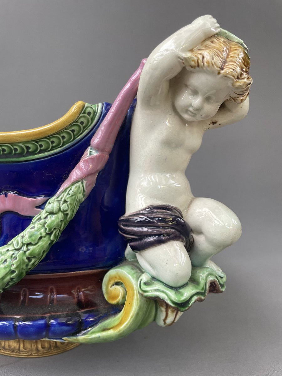 Minton? Large Majolica Planter, Late 19th Century-photo-3