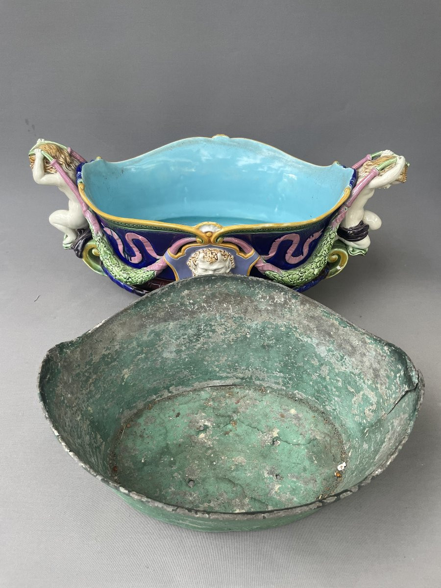 Minton? Large Majolica Planter, Late 19th Century-photo-6