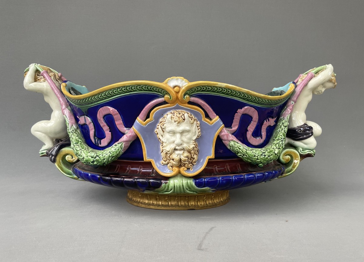 Minton? Large Majolica Planter, Late 19th Century