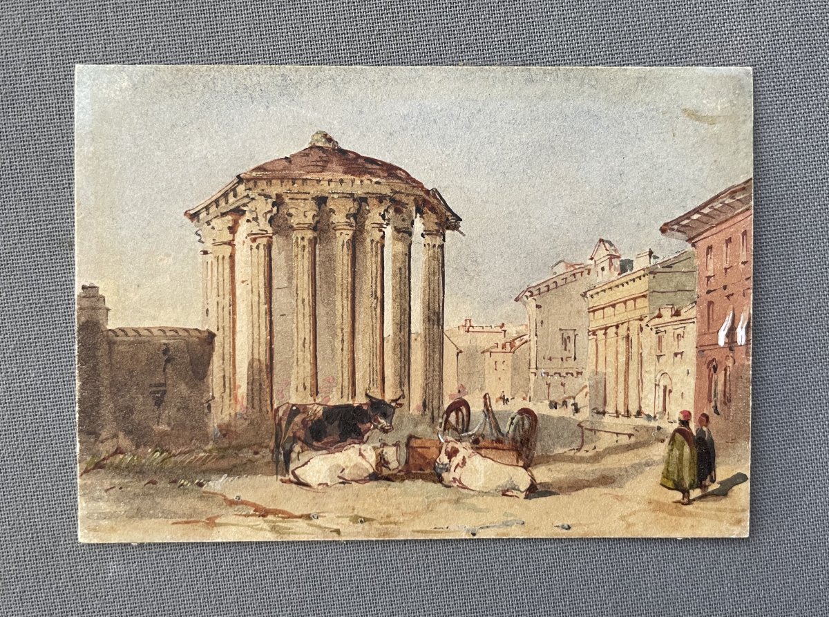 Vues de Rome et de Venise, deux petites aquarelles-photo-3