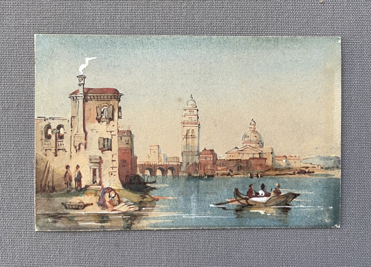 Vues de Rome et de Venise, deux petites aquarelles-photo-4