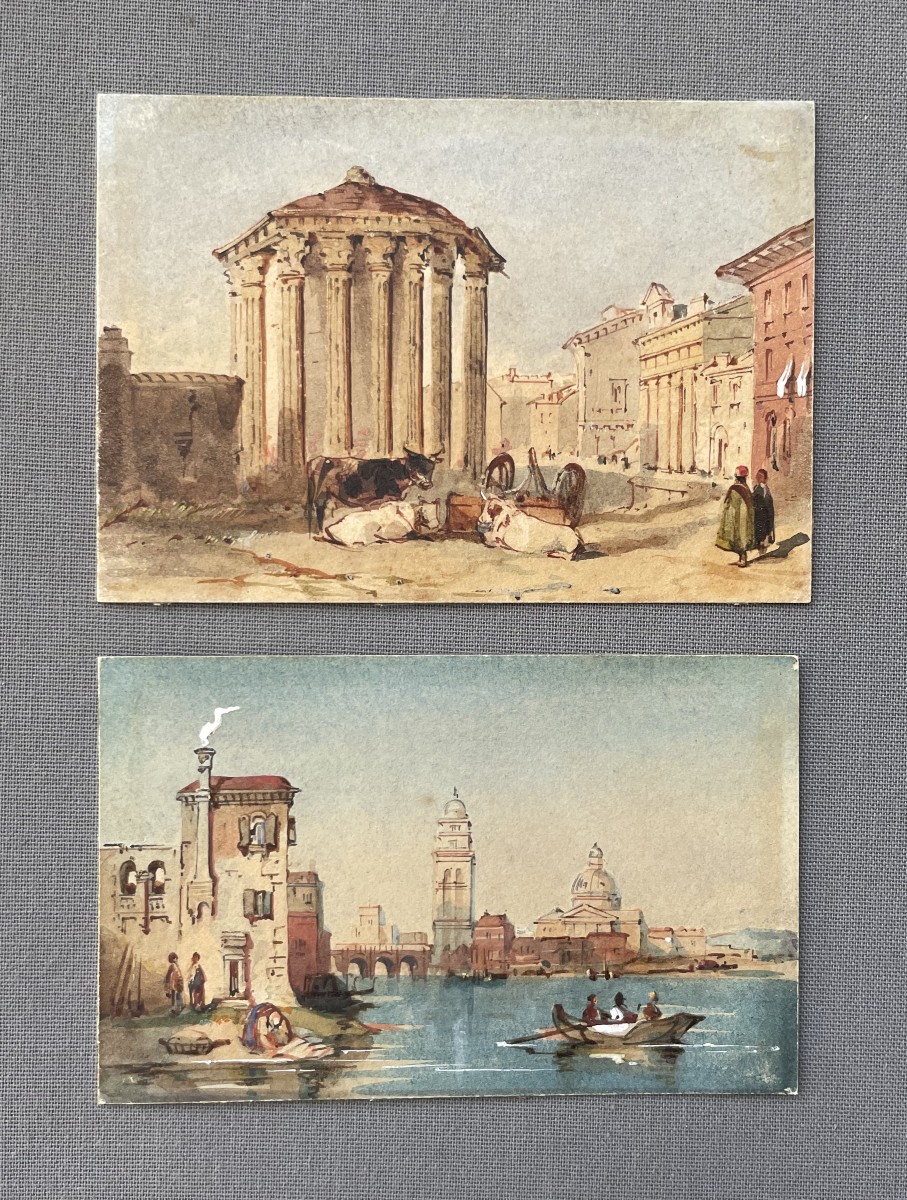 Vues de Rome et de Venise, deux petites aquarelles