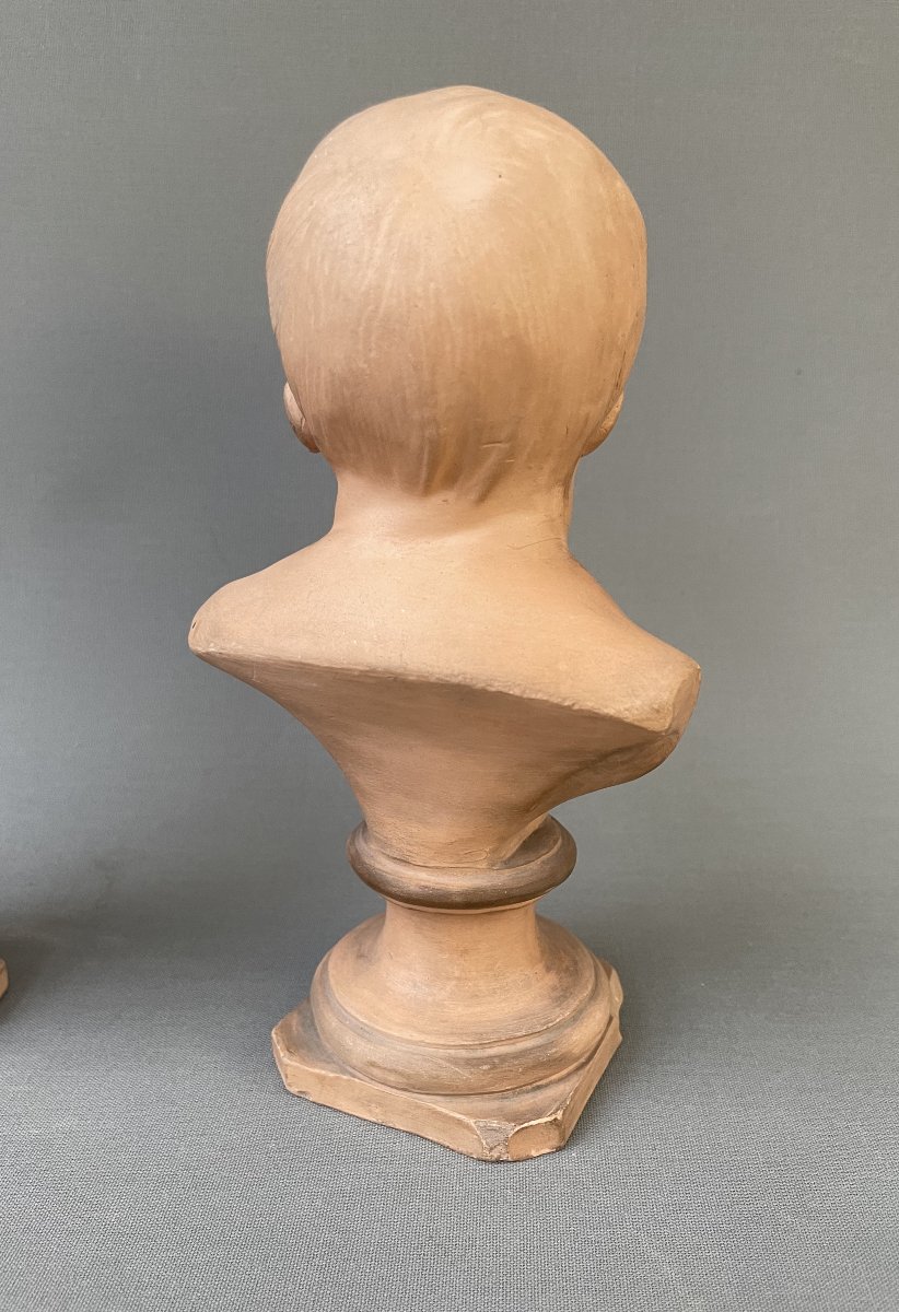 Jean qui rit, Jean qui pleure - paire de bustes en terre cuite-photo-4