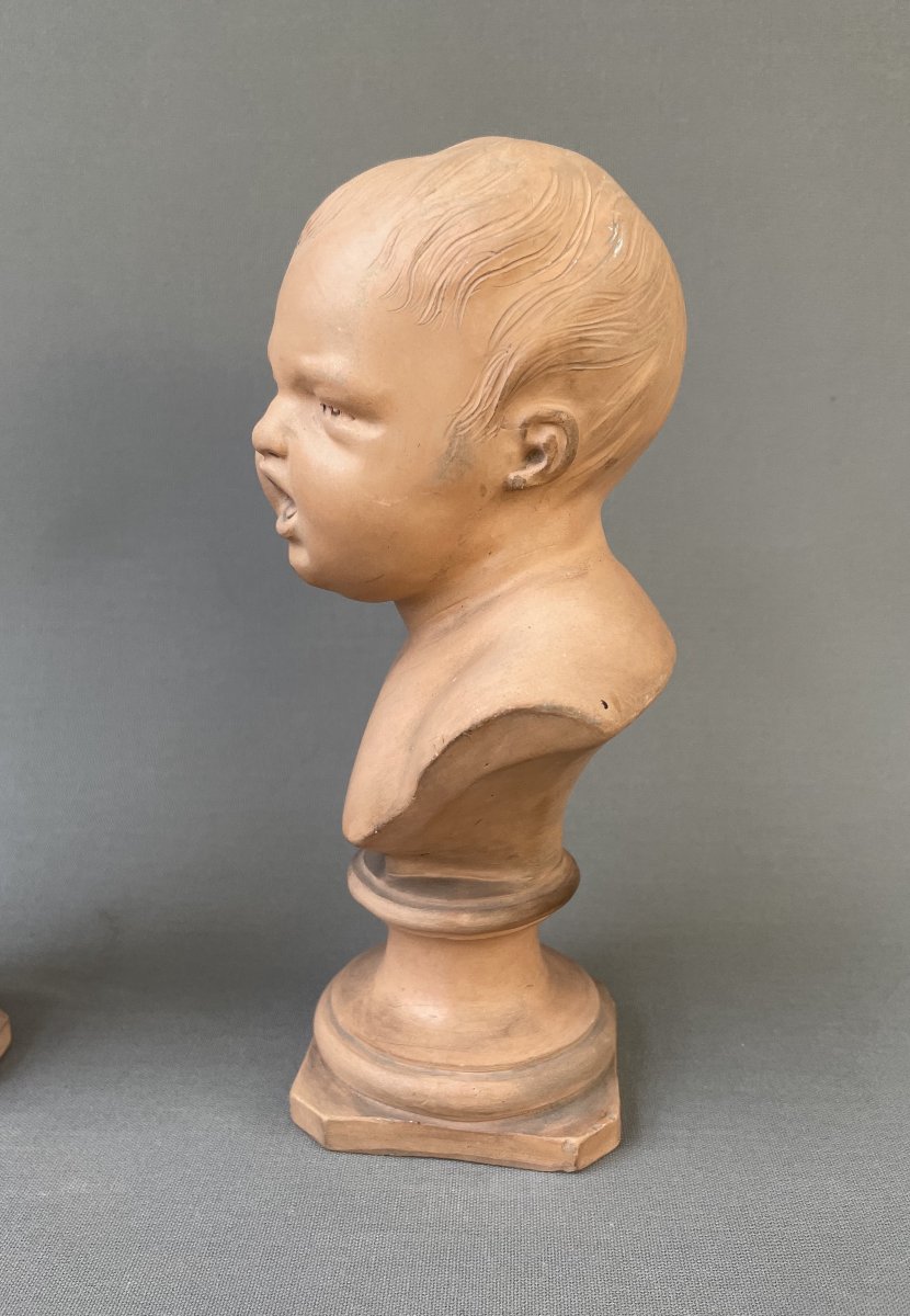 Jean qui rit, Jean qui pleure - paire de bustes en terre cuite-photo-5