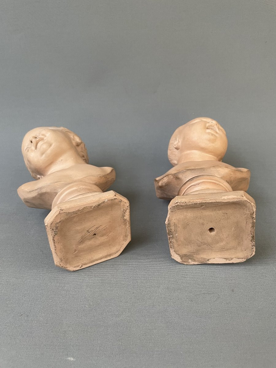 Jean qui rit, Jean qui pleure - paire de bustes en terre cuite-photo-6